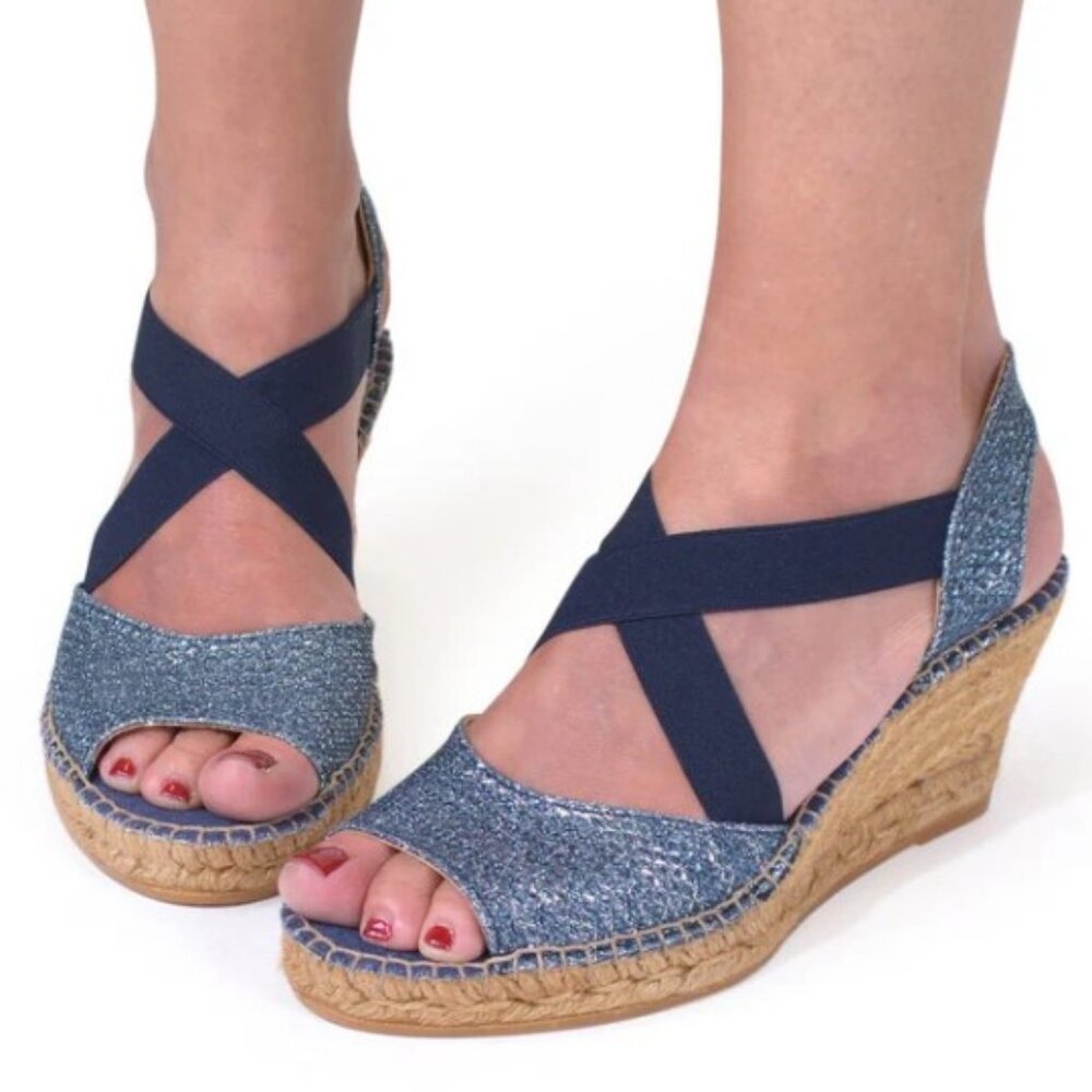 Toni Pons Origens Metallic Navy Blue Chambray Espadrilles